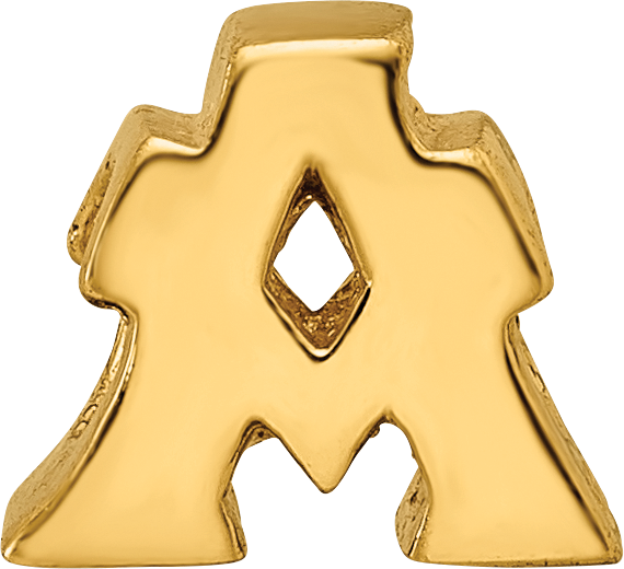 Sterling Silver Gold-Plated Letter A Bead with Polished Finish  Customizable and Durable Charm