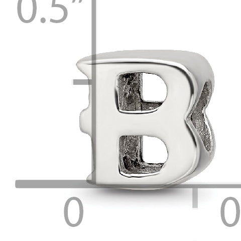 Sterling Silver 925 Letter B Bead with Polished Finish for Charm Bracelets