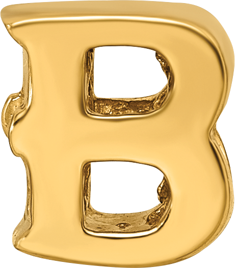 Sterling Silver 925 Gold-Plated Letter B Bead with Polished Finish