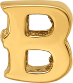 Sterling Silver 925 Gold-Plated Letter B Bead with Polished Finish