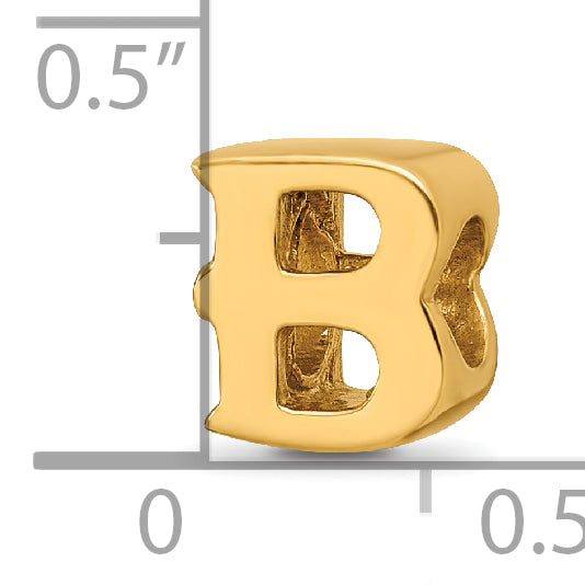 Sterling Silver 925 Gold-Plated Letter B Bead with Polished Finish