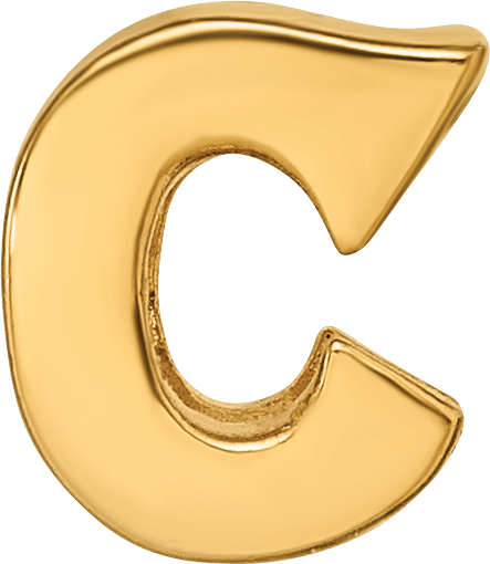 Sterling Silver Gold-Plated Letter C Bead with Polished Finish
