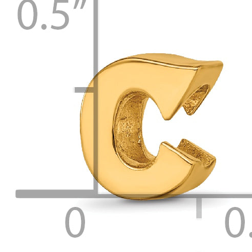 Sterling Silver Gold-Plated Letter C Bead with Polished Finish