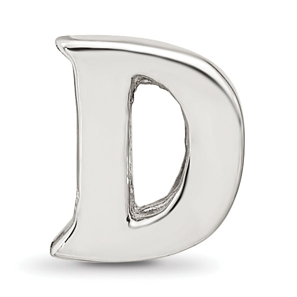 Sterling Silver 925 Polished Letter D Bead Elegant Casted Design