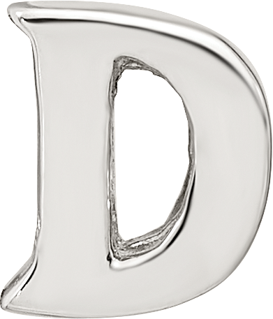 Sterling Silver 925 Polished Letter D Bead Elegant Casted Design