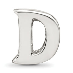 Sterling Silver 925 Polished Letter D Bead Elegant Casted Design