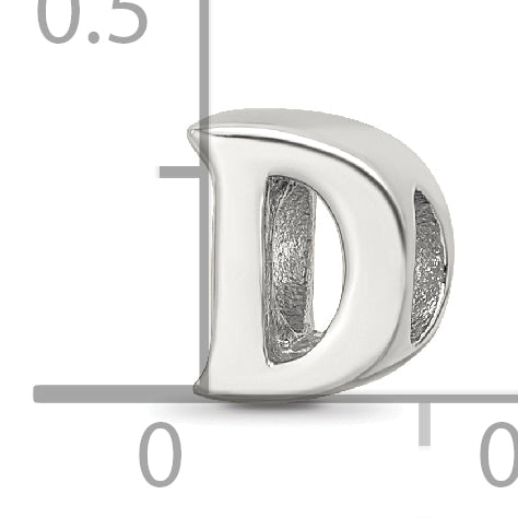 Sterling Silver 925 Polished Letter D Bead Elegant Casted Design