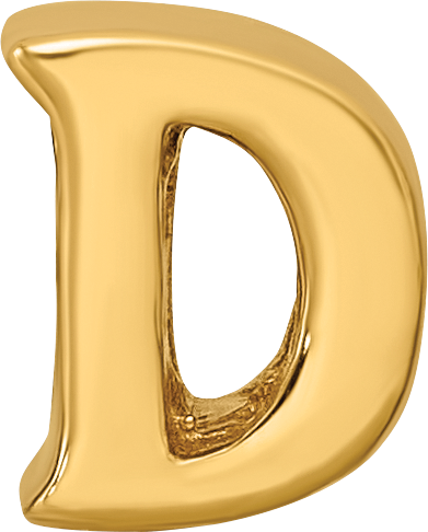 Sterling Silver Gold-Plated Letter D Bead with Polished Finish