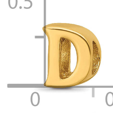 Sterling Silver Gold-Plated Letter D Bead with Polished Finish