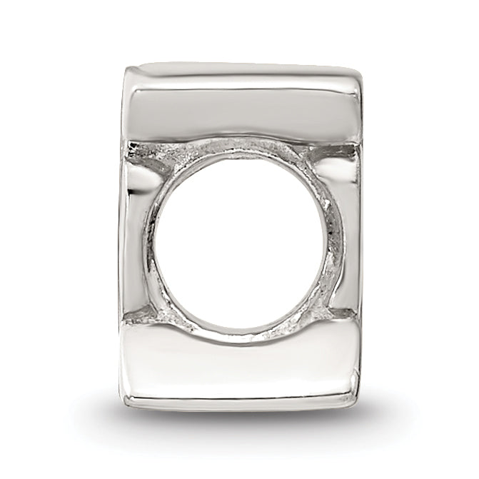 Sterling Silver 925 Polished Letter E Bead Solid Cast Design by Sophia