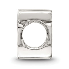 Sterling Silver 925 Polished Letter E Bead Solid Cast Design by Sophia
