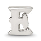 Sterling Silver 925 Polished Letter E Bead Solid Cast Design by Sophia