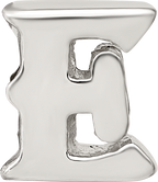 Sterling Silver 925 Polished Letter E Bead Solid Cast Design by Sophia