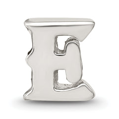 Sterling Silver 925 Polished Letter E Bead Solid Cast Design by Sophia