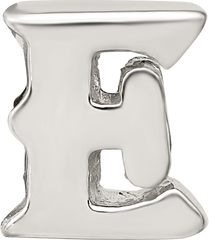 Sterling Silver 925 Polished Letter E Bead Solid Cast Design by Sophia