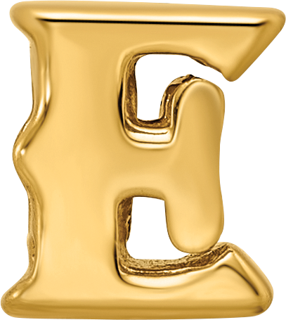 Gold-Plated Sterling Silver Letter E Bead with Polished Finish by Sophia Jewelers