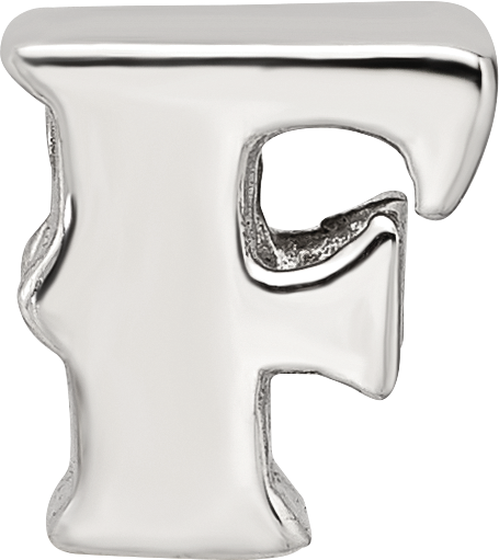 Sterling Silver 925 Polished Letter F Bead for Elegant Charm Bracelets