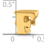 Sterling Silver Gold-Plated Letter F Bead with Polished Finish
