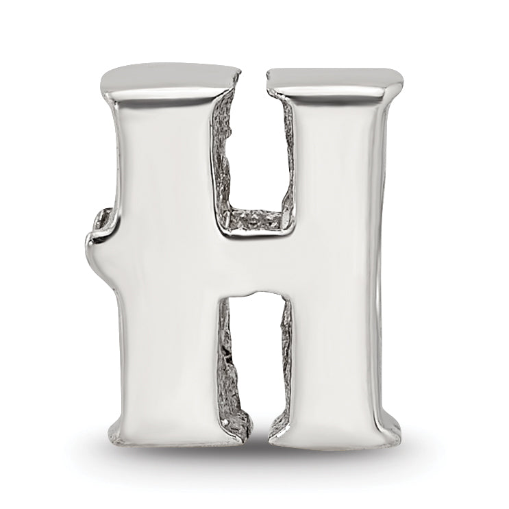 Sterling Silver 925 Polished Letter H Bead Solid Elegant Design