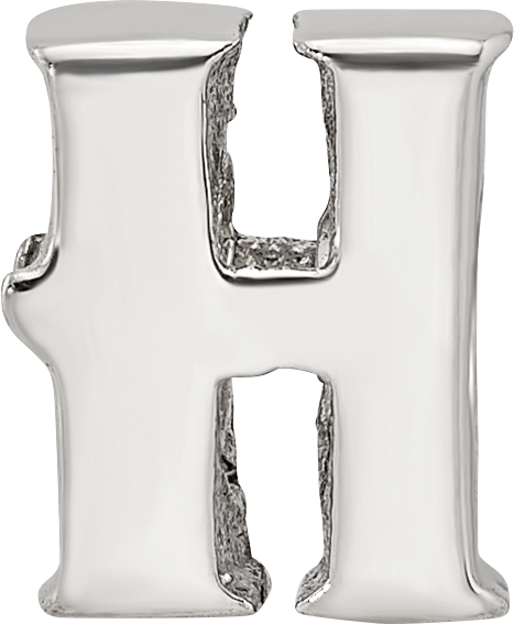 Sterling Silver 925 Polished Letter H Bead Solid Elegant Design