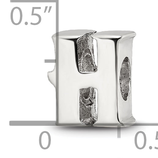 Sterling Silver 925 Polished Letter H Bead Solid Elegant Design