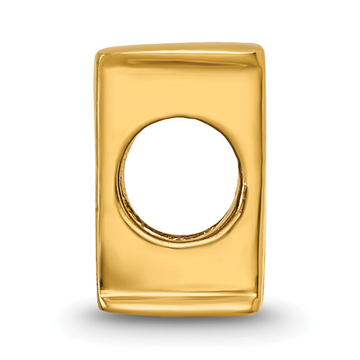 Gold-Plated Sterling Silver H Bead  Polished, Casted Alphabet Charm