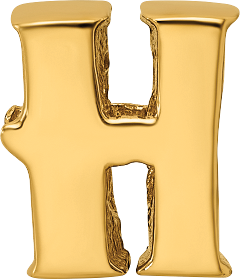 Gold-Plated Sterling Silver H Bead  Polished, Casted Alphabet Charm