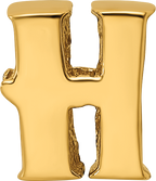 Gold-Plated Sterling Silver H Bead  Polished, Casted Alphabet Charm