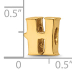 Gold-Plated Sterling Silver H Bead  Polished, Casted Alphabet Charm