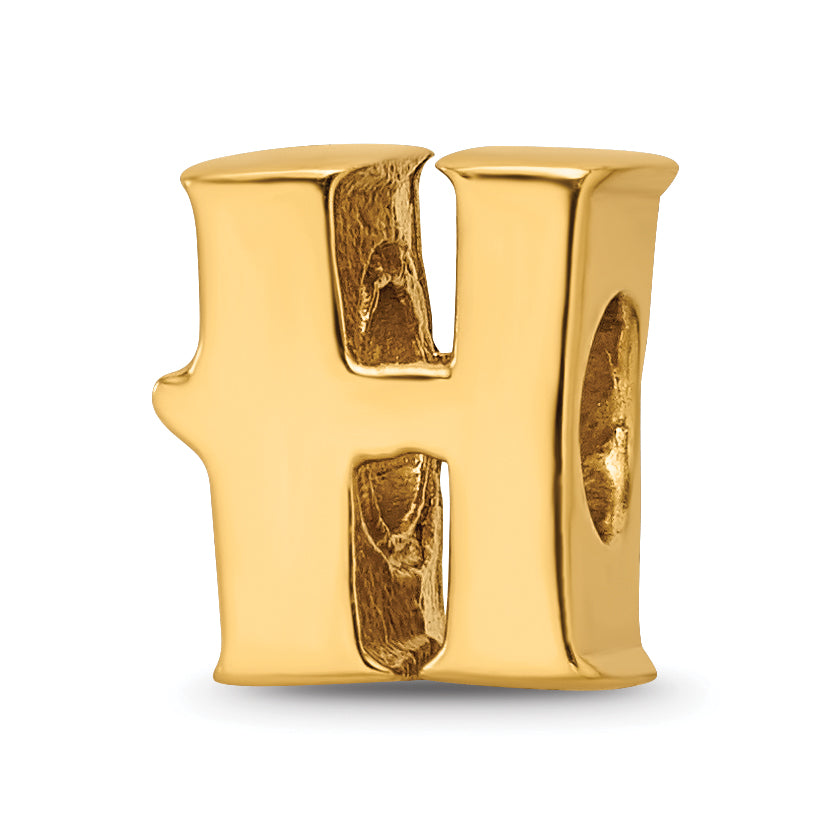 Sterling Silver Gold-plated Reflections Letter H Bead Main image