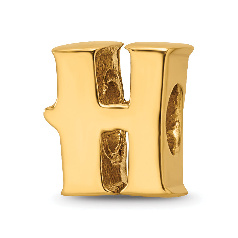 Sterling Silver Gold-plated Reflections Letter H Bead