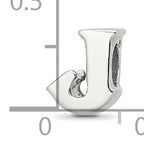Sterling Silver 925 Polished Letter J Bead Casted Solid Design