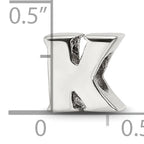 Sterling Silver 925 Polished Letter K Bead Solid & Elegant Design