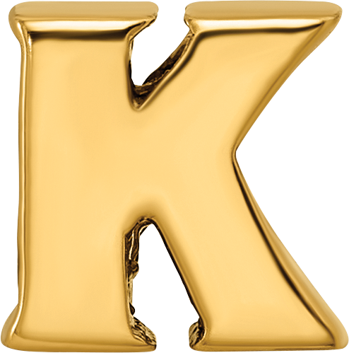 Sterling Silver Gold-Plated K Bead with Polished Finish by Sophia Jewelers