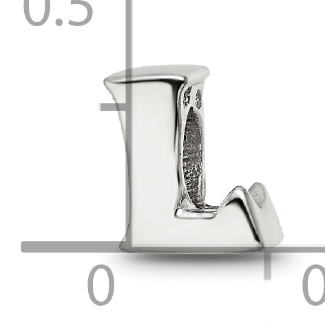 Sterling Silver 925 Polished Letter L Bead Elegant Casted Design