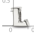 Sterling Silver 925 Polished Letter L Bead Elegant Casted Design