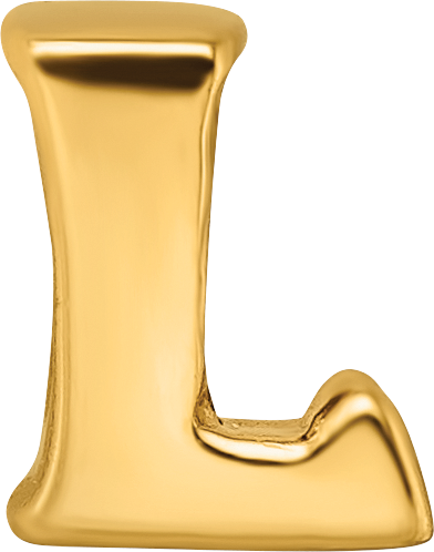 Sterling Silver 925 Gold-Plated Letter L Bead with Polished Finish