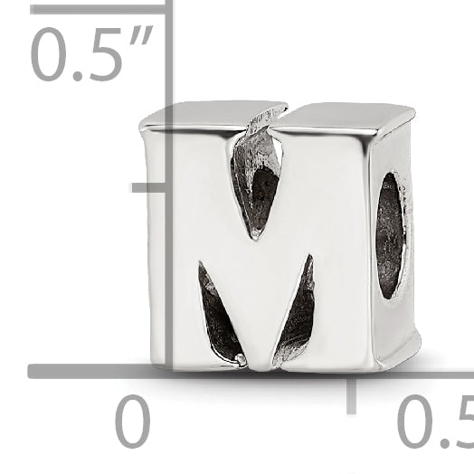 Sophia Jewelers Sterling Silver 925 Polished Letter M Bead Elegant Cast Design