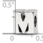 Sophia Jewelers Sterling Silver 925 Polished Letter M Bead Elegant Cast Design