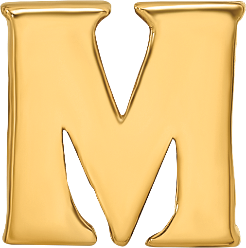 Sterling Silver 925 Gold-Plated Letter M Bead with Polished Finish