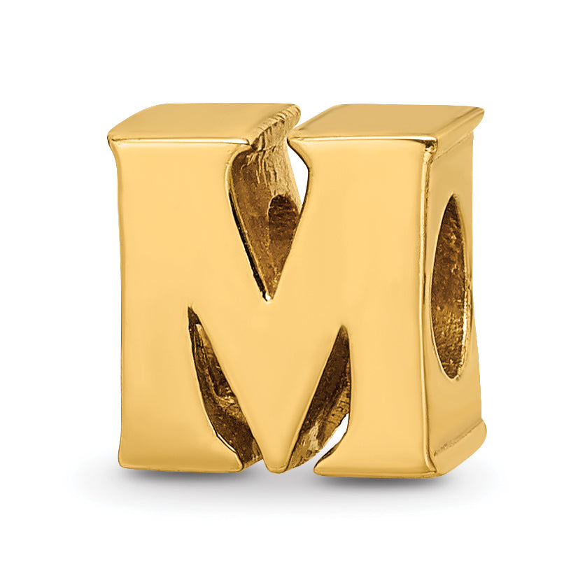 Sterling Silver Gold-plated Reflections Letter M Bead