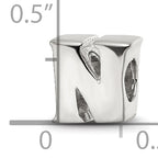 Sterling Silver 925 Polished Letter N Bead  Elegant Alphabet Charm