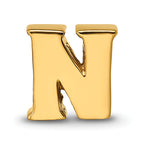 Gold-Plated Sterling Silver Letter N Bead  Polished Alphabet Charm