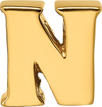 Gold-Plated Sterling Silver Letter N Bead  Polished Alphabet Charm