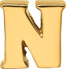 Sterling Silver Gold-plated Reflections Letter N Bead