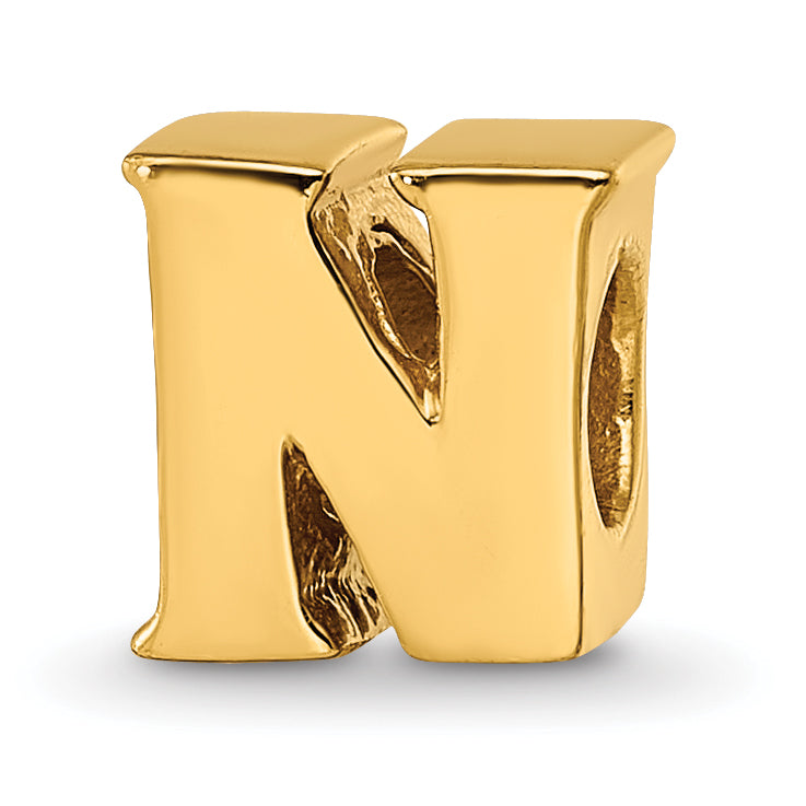 Sterling Silver Gold-plated Reflections Letter N Bead Main image
