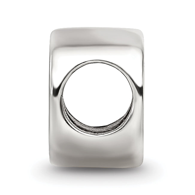Sterling Silver 925 Polished Letter O Bead Elegant Solid Cast Design