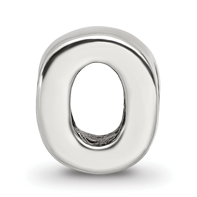 Sterling Silver 925 Polished Letter O Bead Elegant Solid Cast Design