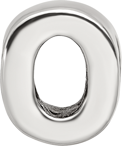 Sterling Silver 925 Polished Letter O Bead Elegant Solid Cast Design