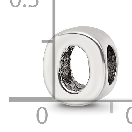 Sterling Silver 925 Polished Letter O Bead Elegant Solid Cast Design